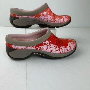 Merrell Womens 6 Encore Flora Clog Red Floral Slip On